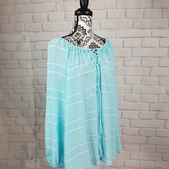 Avenue sz 22/24 long sleeve tassel lace front top - Picture 6 of 12